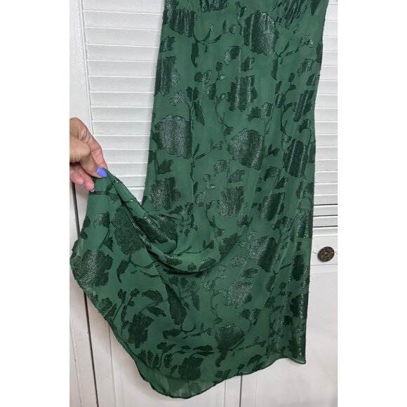 Anna Sui x Modcloth Womens Fairycore‎ Floral Green Sheer Size 2 Mesh Midi Dress - Picture 8 of 13
